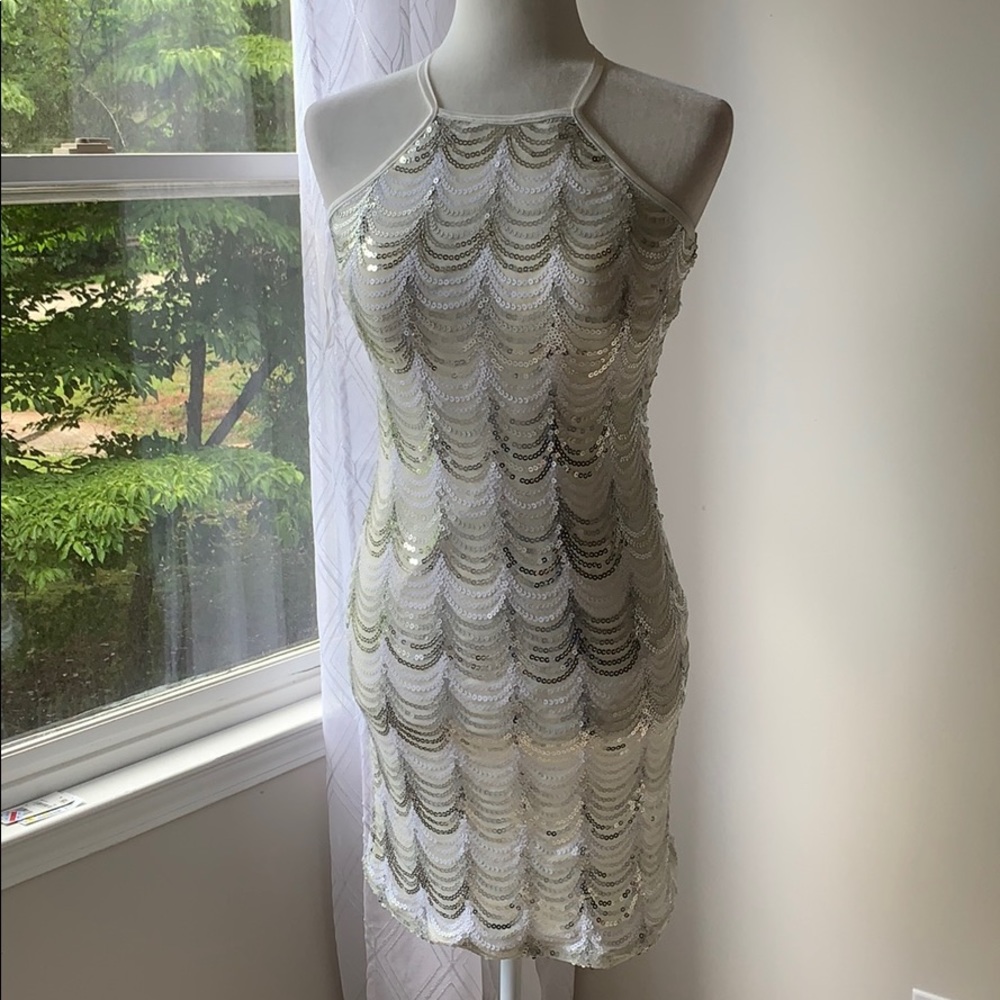 Silver & White Sequin Dress